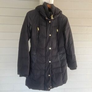 Jones New York Black Down Puffer Coat Hooded Jacket (S/P)